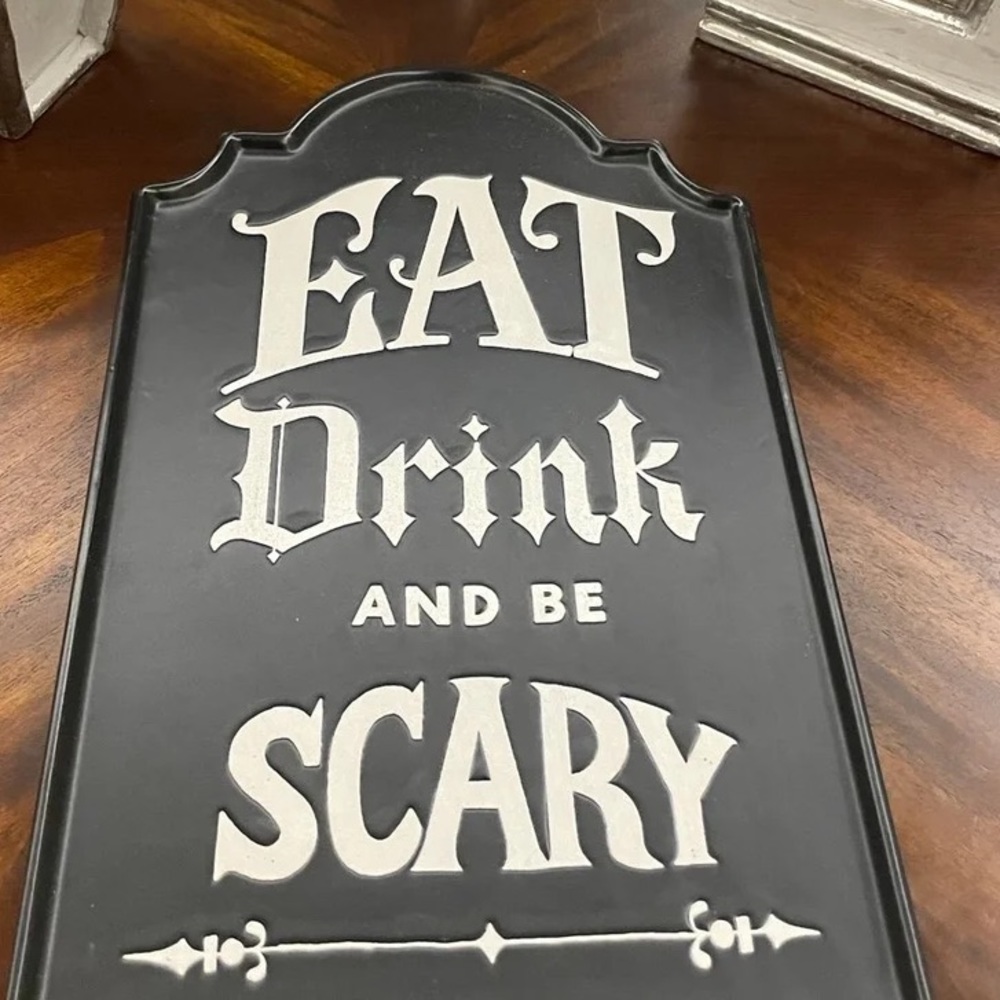 Halloween Stoneware Tombstone Platter - EAT DRINK AND BE SCARY